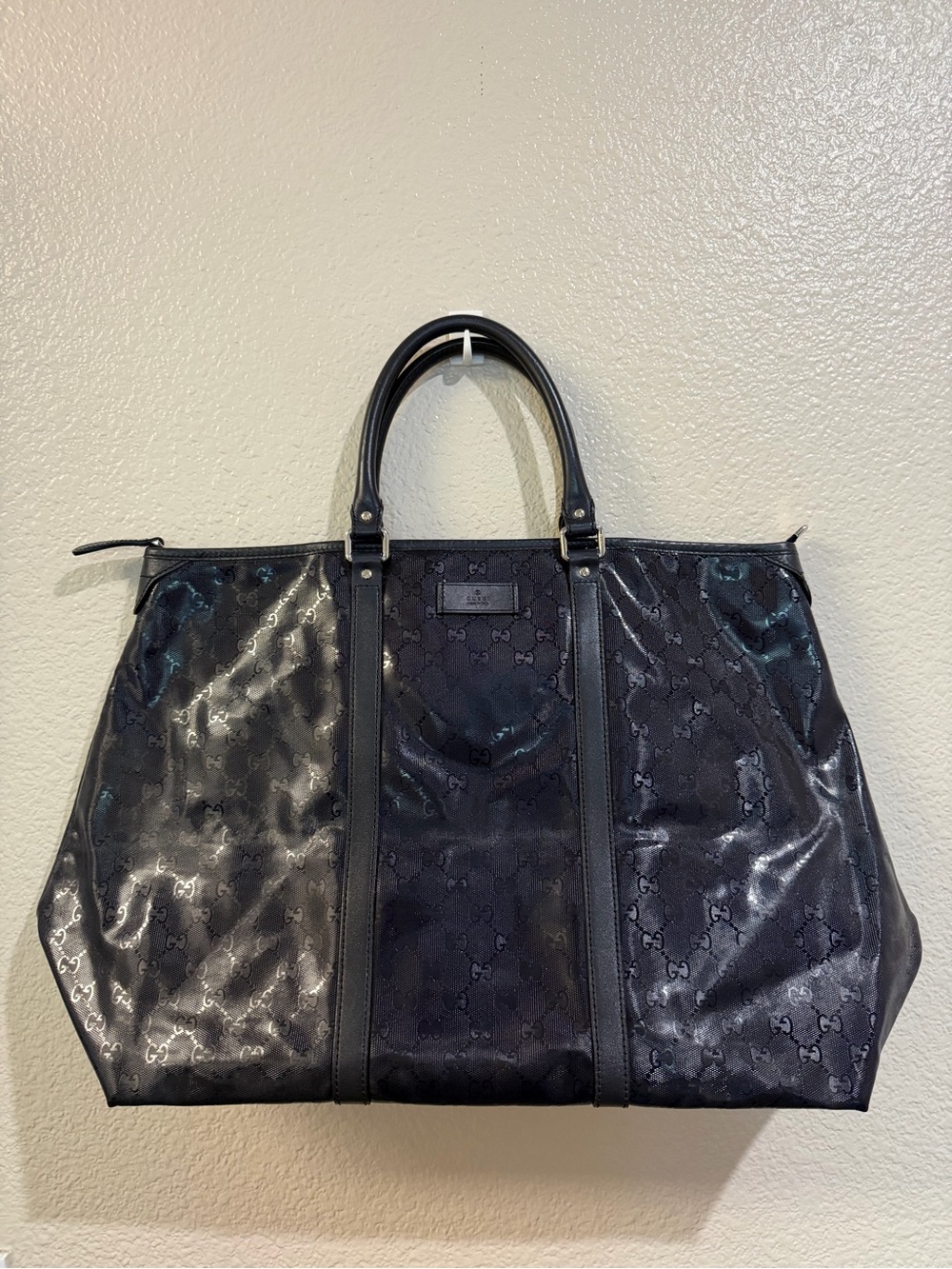 Gucci Navy Blue GG Pattern Weekend Bag